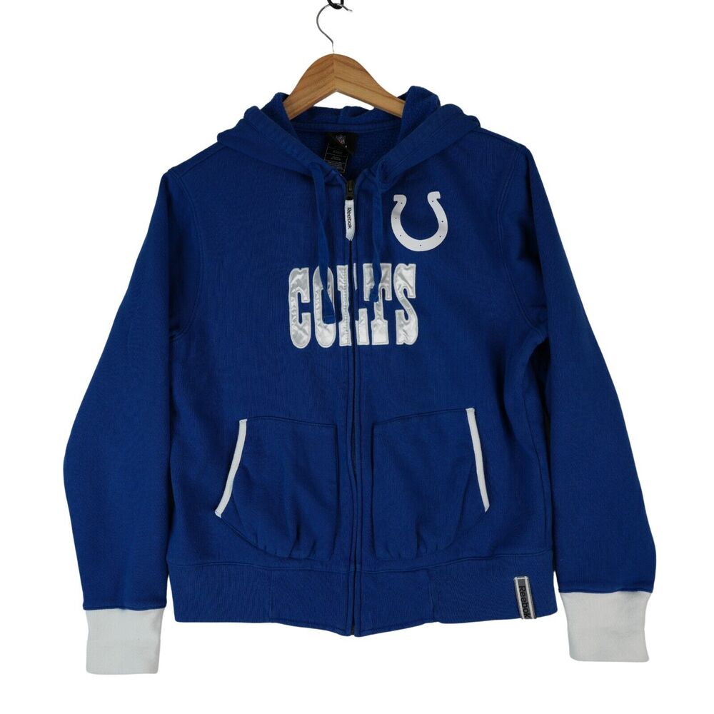 NFL Team Apparel Reebok Indianapolis Colts Womens L Full Zip Hoodie Sweatshirt